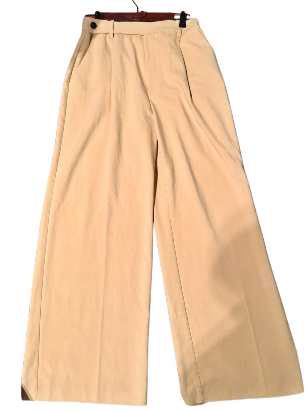 Zara - Wide Leg Pleated Khaki Pants
